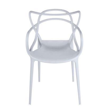 Imagem de Conjunto Mesa de Jantar Redonda Eiffel Branca 120cm com 4 Cadeiras Allegra - Cinza