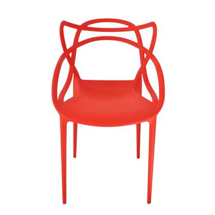 Imagem de Conjunto Mesa de Jantar Redonda Eiffel Branca 120cm com 4 Cadeiras Allegra - Vermelho
