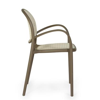 Imagem de Conjunto Mesa de Jantar Redonda Eiffel Branca 120cm com 4 Cadeiras Roma com Braço - Branco/Cinza Escuro