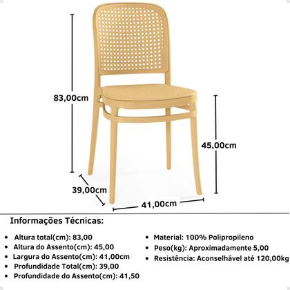 Imagem de Conjunto Mesa de Jantar Redonda Eiffel Branca 120cm com 4 Cadeiras Roma - Nude