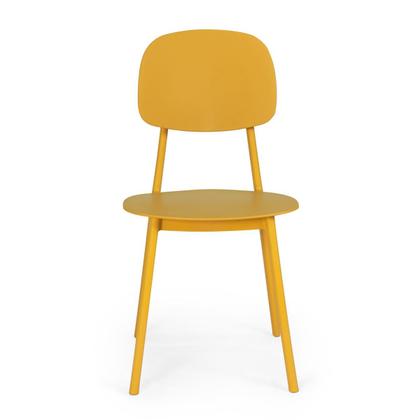 Imagem de Conjunto Mesa de Jantar Redonda Eiffel Branca 120cm com 6 Cadeiras Itália - Amarelo