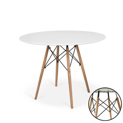 Imagem de Conjunto Mesa de Jantar Redonda Eiffel Branca 120cm com 6 Cadeiras Itália - Cinza