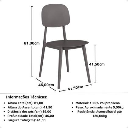 Imagem de Conjunto Mesa de Jantar Redonda Eiffel Branca 120cm com 6 Cadeiras Itália - Cinza