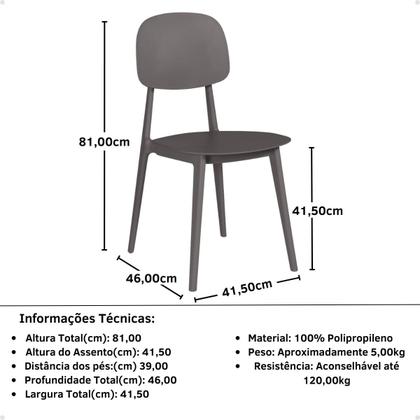 Imagem de Conjunto Mesa de Jantar Redonda Eiffel Preta 100cm com 6 Cadeiras Itália - Cinza