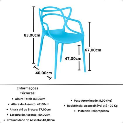 Imagem de Conjunto Mesa de Jantar Redonda Eiffel Preta 120cm com 4 Cadeiras Allegra - Azul