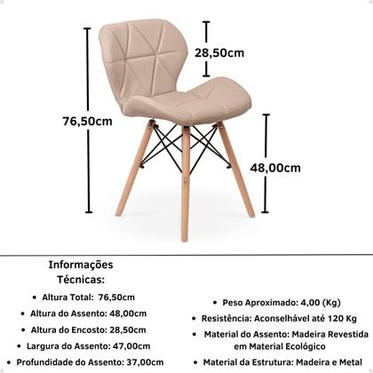Conjunto Mesa de Jantar Redonda Marci Premium 100cm Natural com 4