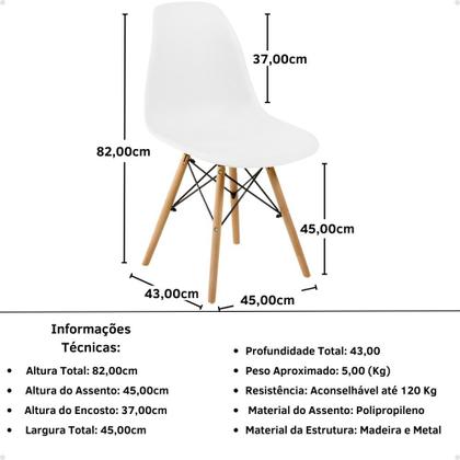 Imagem de Conjunto Mesa de Jantar Redonda Talia Amadeirada Natural 120cm com 4 Cadeiras Eames Eiffel - Branco