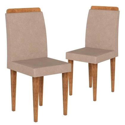 Imagem de Conjunto Mesa de Jantar Redonda Tampo Vidro Com 04 Cadeiras Turmalina RV Móveis Off White/Pena Caramelo