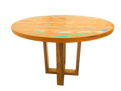 Imagem de Conjunto Mesa de Jantar Redondo 1m com 4 Cadeiras Conforto Madeira de Demolição Peroba Rosa Patina