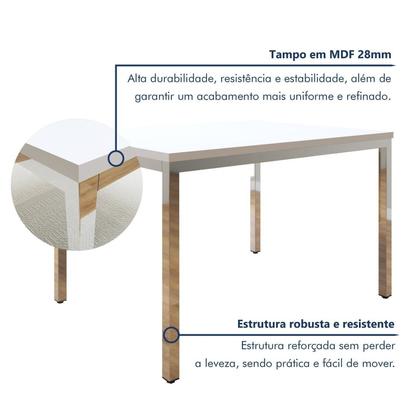 Imagem de Conjunto Mesa de Jantar Retangular 120cm X 85cm Smart com 4 Cadeiras Mono