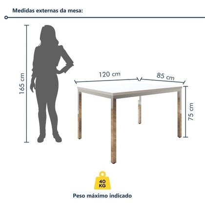 Imagem de Conjunto Mesa de Jantar Retangular 120cm X 85cm Smart com 4 Cadeiras Mono