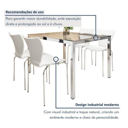 Imagem de Conjunto Mesa de Jantar Retangular 120cm X 85cm Tampo de Vidro Smart com 4 Cadeiras Mono