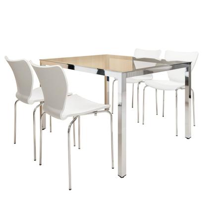 Imagem de Conjunto Mesa de Jantar Retangular 120cm X 85cm Tampo de Vidro Smart com 4 Cadeiras Mono