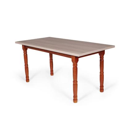 Imagem de Conjunto Mesa de Jantar Retangular 160x80cm Mel com 6 Cadeiras em Madeira Maciça Estofada Mônaco Mel - Straub Web
