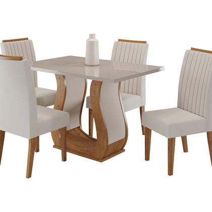 Imagem de Conjunto Mesa de Jantar Retangular Amore 120x80cm com Vidro e 4 Cadeiras