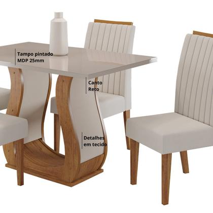 Imagem de Conjunto Mesa de Jantar Retangular Amore 120x80cm sem Vidro e 4 Cadeiras
