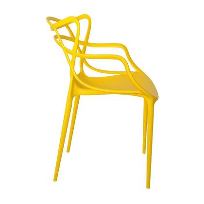 Imagem de Conjunto Mesa de Jantar Retangular Eiffel Preta 120x80cm com 4 Cadeiras Allegra - Amarelo