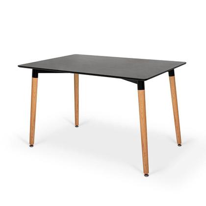 Imagem de Conjunto Mesa de Jantar Retangular Eiffel Preta 120x80cm com 4 Cadeiras Allegra - Amarelo