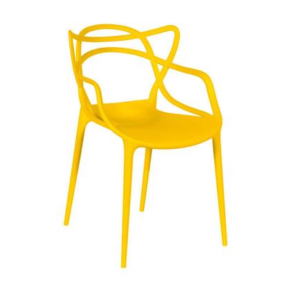 Imagem de Conjunto Mesa de Jantar Retangular Eiffel Preta 120x80cm com 4 Cadeiras Allegra - Amarelo