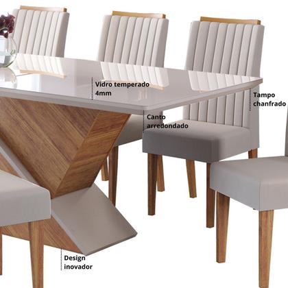 Imagem de Conjunto Mesa de Jantar Retangular Eleganza 200x90cm com Vidro e 8 Cadeiras