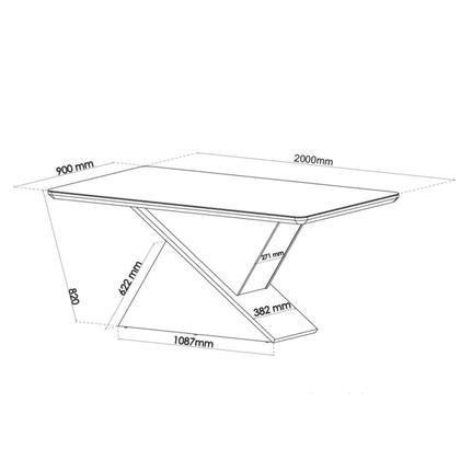 Imagem de Conjunto Mesa de Jantar Retangular Eleganza 200x90cm com Vidro e 8 Cadeiras