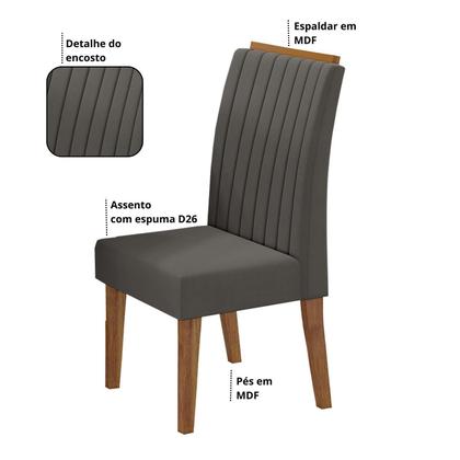 Imagem de Conjunto Mesa de Jantar Retangular Eleganza 200x90cm com Vidro e 8 Cadeiras