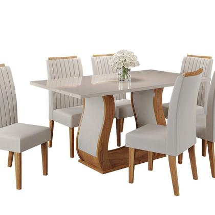 Imagem de Conjunto Mesa de Jantar Retangular Manuela 160cm X 80cm sem Vidro e 6 Cadeiras