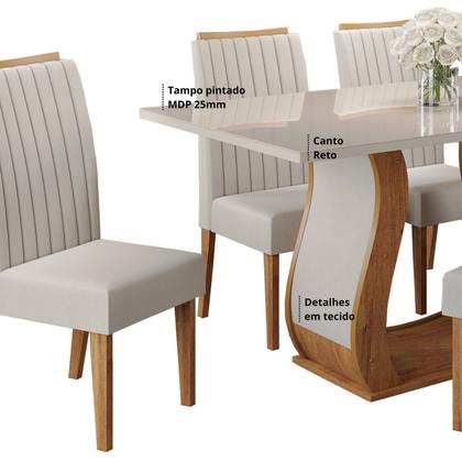 Imagem de Conjunto Mesa de Jantar Retangular Manuela 160cm X 80cm sem Vidro e 6 Cadeiras