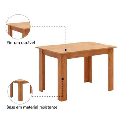 Imagem de Conjunto Mesa de Jantar Retangular Palace Mel 4 Cadeiras Sol Linho Bege