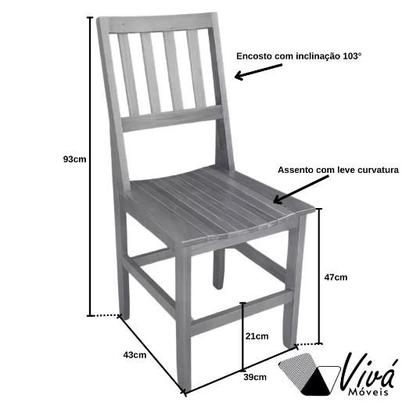 Imagem de Conjunto Mesa De Jantar Ripada 2,00m Com 6 Cadeiras Confort Em Madeira De Lei Maciça