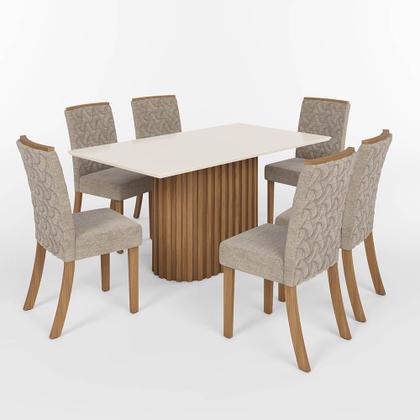 Imagem de Conjunto Mesa de Jantar Solana com Vidro e 6 Cadeiras Esther Henn - Nature/Off White/Creme