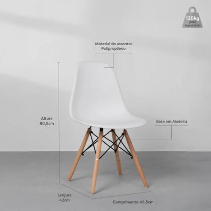 Imagem de Conjunto Mesa de Jantar Square Redonda Freijó - 1,08m + 4 Cadeiras Eiffel - Branca