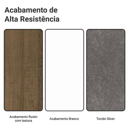 Imagem de Conjunto Mesa de Jantar Tampo de Vidro 6 Cadeiras Rustic/Branco/Suede Imperial Sofia Madesa