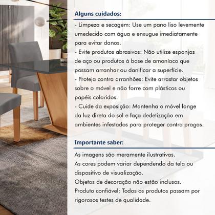 Imagem de Conjunto Mesa de Jantar Tampo MDF/Vidro e 4 Cadeiras Espanha Yescasa
