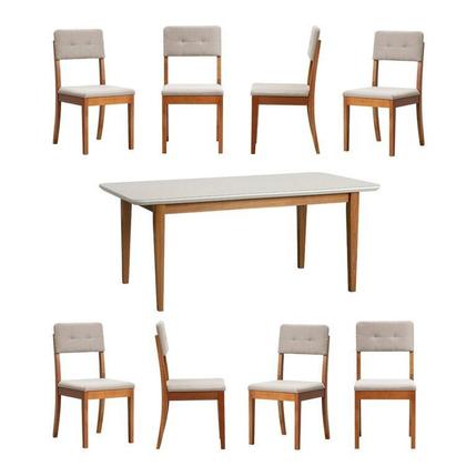 Imagem de Conjunto Mesa de Jantar Tangará 210cm e 8 Cadeiras Estofadas Tiê CabeCasa MadeiraOriginals