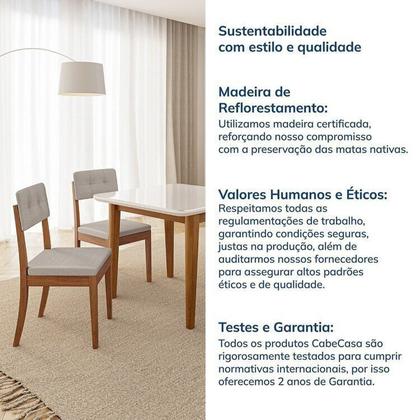 Imagem de Conjunto Mesa de Jantar Tangará 95cm e 4 Cadeiras Estofadas Tiê CabeCasa MadeiraOriginals Bege/Caramelo