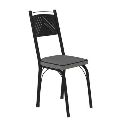 Imagem de Conjunto Mesa de Jantar Tubular com 4 Cadeiras Malva Tampo BP 91x68cm 151 Preto Fosco Assento Platina - Combo Stock