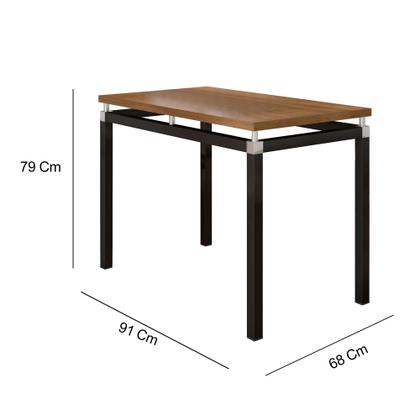 Imagem de Conjunto Mesa de Jantar Tubular com 4 Cadeiras Malva Tampo BP 91x68cm 151 Preto Fosco Assento Platina - Combo Stock