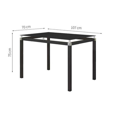 Imagem de Conjunto Mesa de Jantar Tubular Malva Tampo Vidro Retangular 107cm Com 4 Cadeiras 118 Preto - Combo Stock