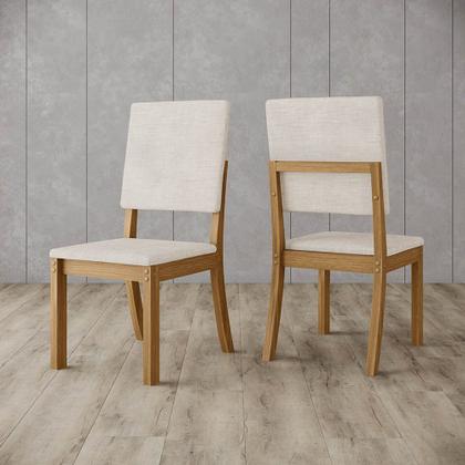 Imagem de Conjunto Mesa de Jantar Vértice com Vidro e 6 Cadeiras Milla Henn - Nature/Off White/Linho