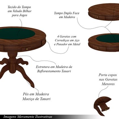 Imagem de Conjunto Mesa de Jogos Carteado Bellagio Tampo Reversível Verde e 4 Cadeiras Madeira Poker Base Estrela Linho OffWhite/Imbuia G42 - Gran Belo