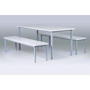 Imagem de Conjunto Mesa de Refeitório com 4 lugares com bancos separados 