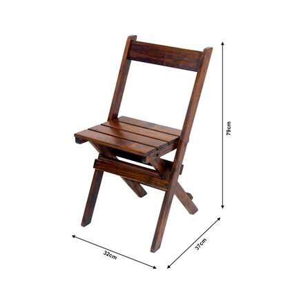 Imagem de Conjunto Mesa Dobrável 70x70 com 4 Cadeiras em Madeira Maciça Imbuia - i9