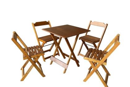 Imagem de Conjunto Mesa Dobrável 70x70 Tampo MDF e 4 Cadeiras Dobrável Retrátil