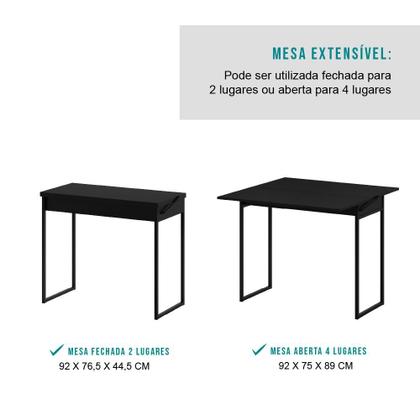 Imagem de Conjunto Mesa Dobrável com 2 Banquetas Preto Carraro