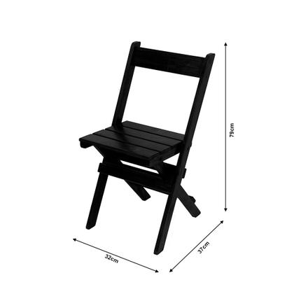 Imagem de Conjunto Mesa Dobrável para Bar e Lanchonetes 60x60cm com 4 Cadeiras em Madeira Maciça - Preto