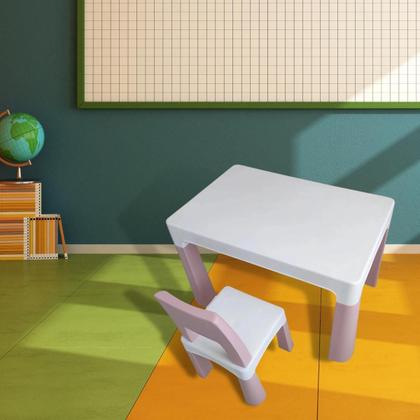 Imagem de Conjunto mesa e cadeira infantil com gaveta menina rosa