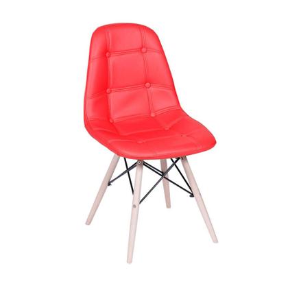 Imagem de Conjunto Mesa Eames Eiffel Redonda Vidro 90cm + 4 Cadeiras Eames DSW Botonê - Vermelha