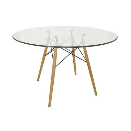 Imagem de Conjunto Mesa Eames Eiffel Redonda Vidro 90cm + 4 Cadeiras Eames DSW - Preta
