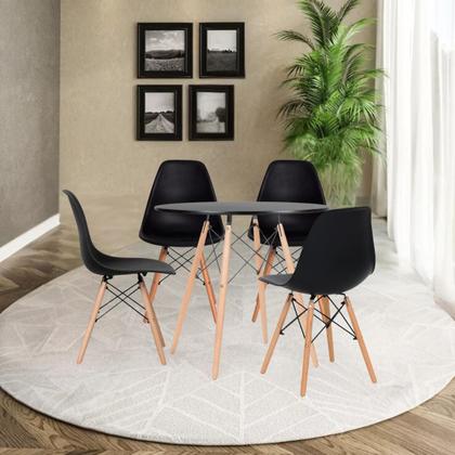 Imagem de Conjunto Mesa Eiffel 80 cm Sala Jantar 4 Cadeiras Eiffel 